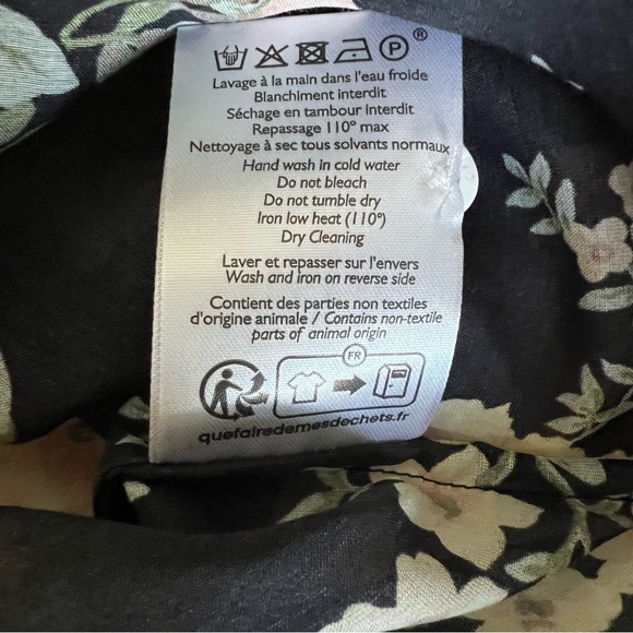 Sezane Womens Pierro Pila Floral Silk Cotton Long Sleeve Button Down Shirt Sz 4 - Picture 7 of 12